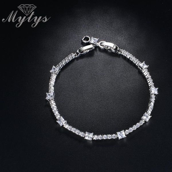 

link, chain mytys silver color high level zircon tennis bracelets for women crystal bracelet fashion jewelry wedding bridal gift b1062, Black