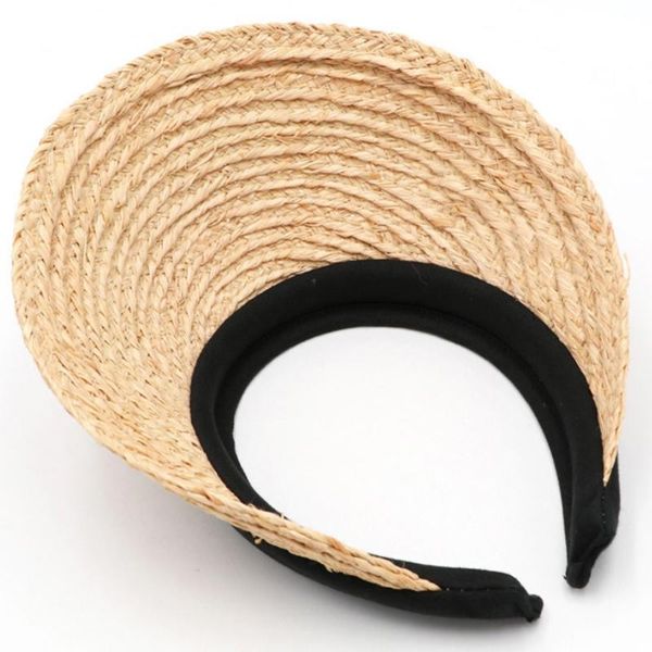

wide brim hats woven straw sun visor hat empty sunscreen beach clip-on baseball cap 066f, Blue;gray