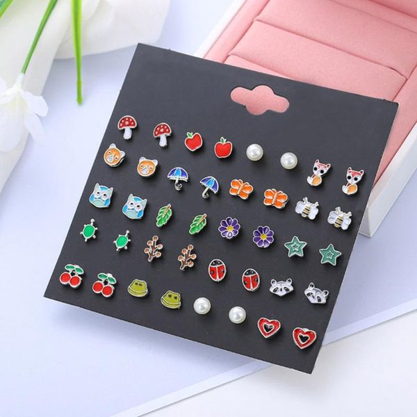 

20pairs girls earrings set board fruit animal earring package for jewelry dangle & chandelier, Silver
