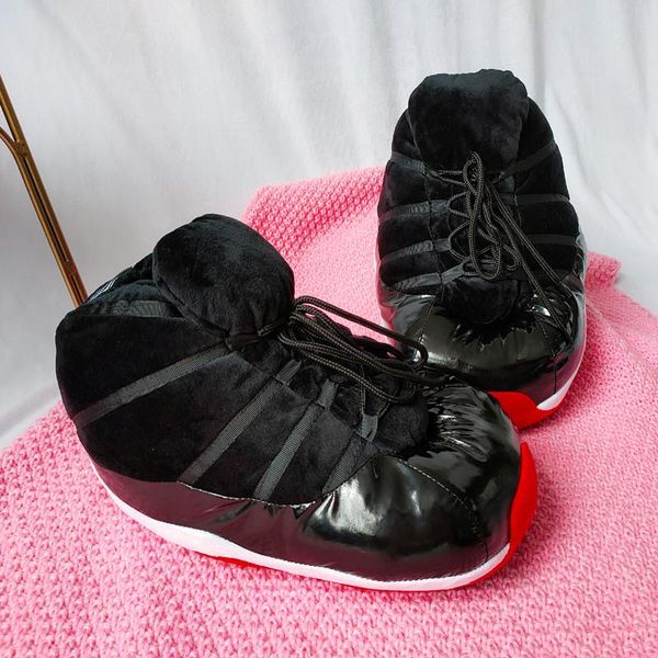 

big size 35-43 snug sneakers women house floor slippers women/men winter warm home ladies slides one shoes, Black