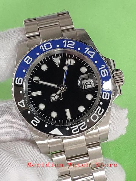 

sterile dial gmt watches mens' 2813 movement sapphire glass ceramic bezel luminous automatic mechanical watch men 66 wristwatches, Slivery;brown