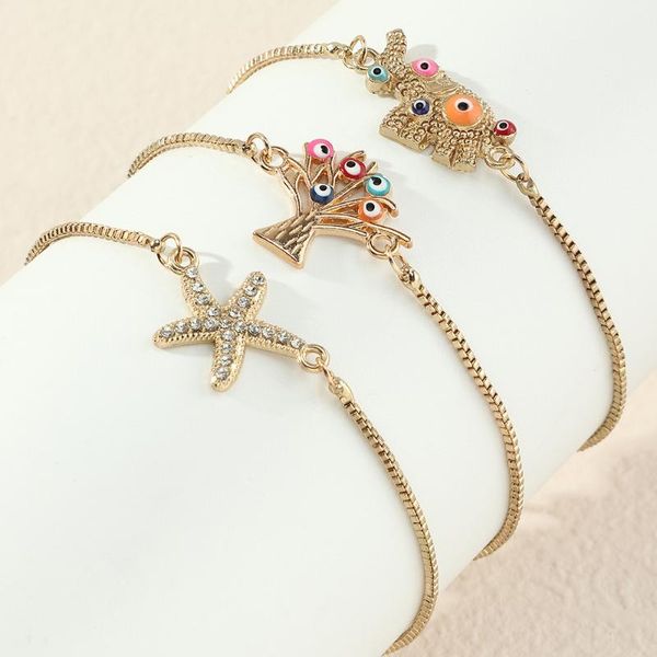 

charm bracelets arrival metal bracelet bangle womens vintage eye of the demon elephant set auger starfish jewelry for girls, Golden;silver