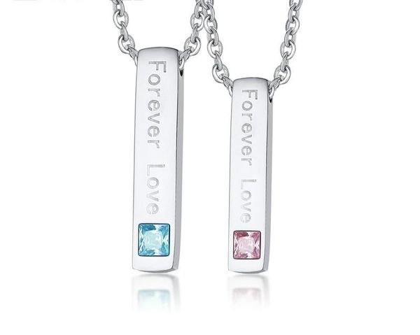 

pendant necklaces lovers' fashion accessory titanium steel forever love couples blue and pink necklace with, Silver