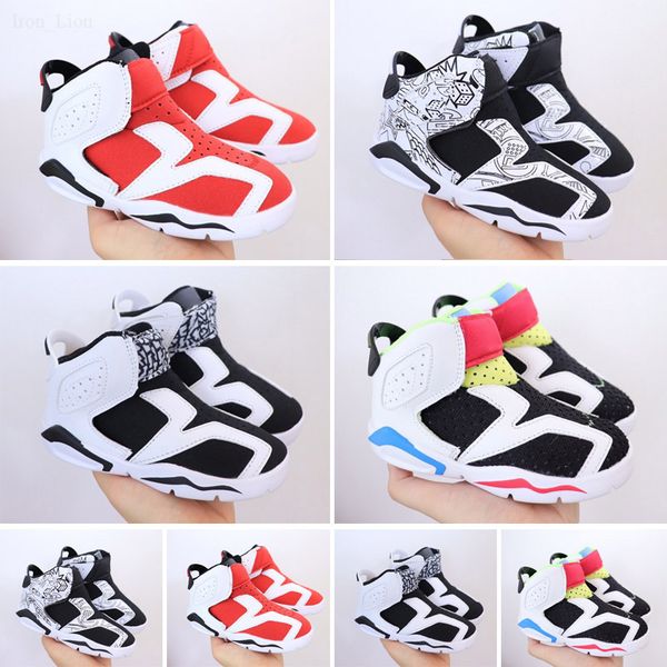 

children's 6 vi basketball shoes kids 6s sports boys girls youths baby outdoor sneakers size 24-35, Black
