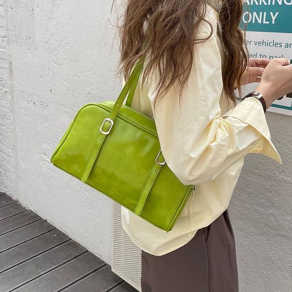 

evening bags retro design women's shoulder bag summer green ladies underarm fashion pu leather female girls small tote purse handbags