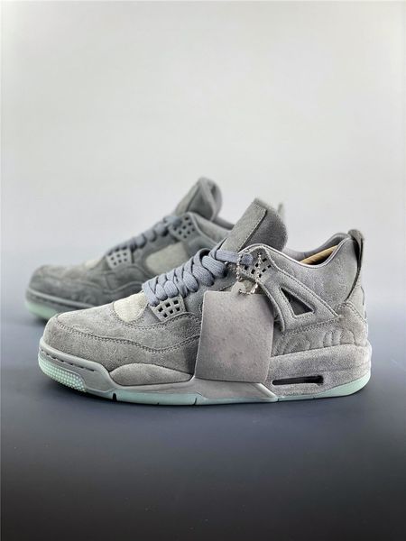 

2022 authentic kaws x 4 cool grey white black shoes men women glow in the dark 4s xx sports outdoor sneakers with original box with dust bag