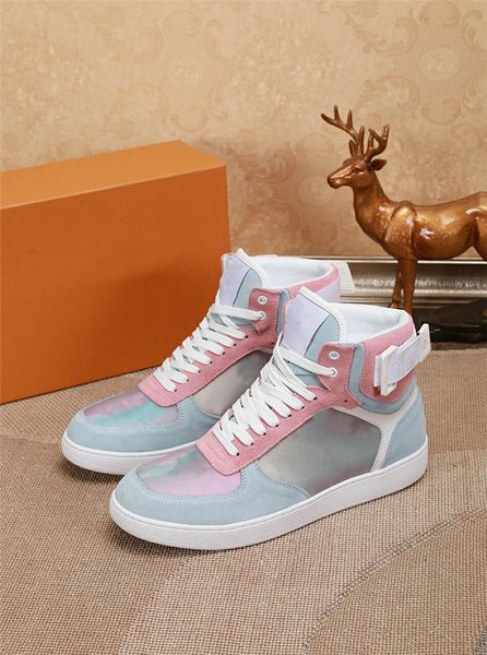 

luxury designer rivoli casual shoes sneaker boot high trainers boot rainbow outdoor 100% genuine leather breathable calfskin shoe with box, Black