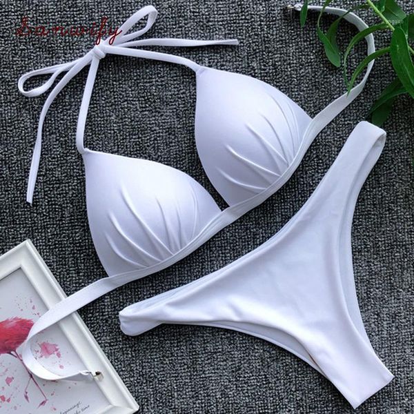 

women's swimwear 2021 halter bra cup bikini swimsuit white women push up set bathing suit swim, White;black