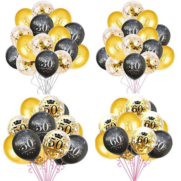 

15pcs happy birthday balloon number 30 40 50 party decorations latex baloon for 30th 40th 50th decor sashes