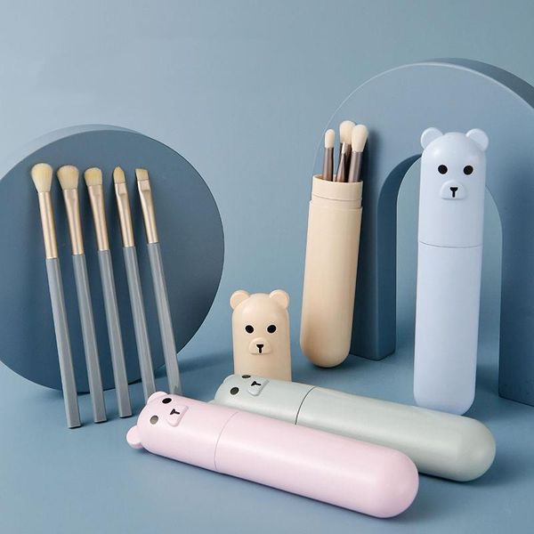 

makeup brushes 5pcs bear set receive barrels eyeliner highlighter eyeshadows brush complete women gift beauty tools