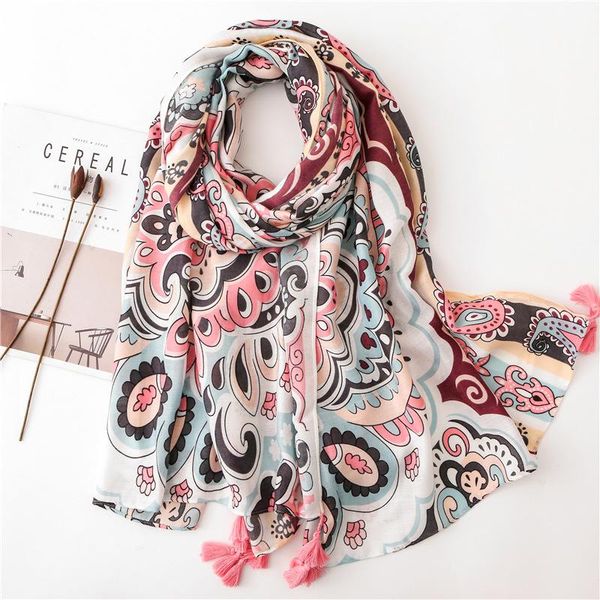 

scarves 2021 vintage cotton scarf spring and summer color silk long shawl dual purpose women fashion, Blue;gray