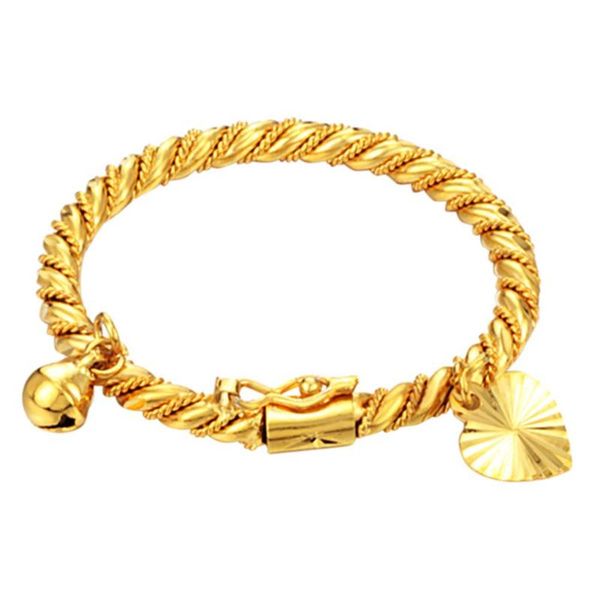 

baby kids simple bracelets creative alloy bell leaves hand chain fashion golden ethnic bracelet charm, Golden;silver