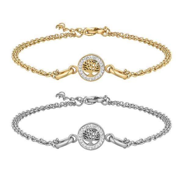 

link, chain boniskiss stainless steel tree of life bracelet women adjustable link jewelry female gift drop, Black