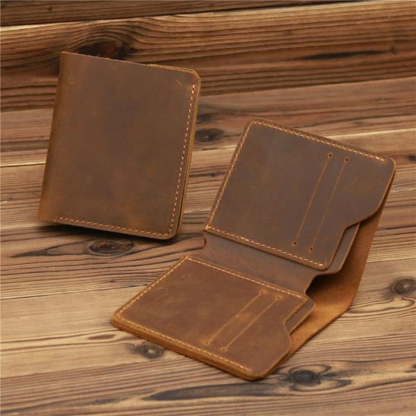 

wallets 1056 handmade vintage crazy horse genuine leather men wallet purse short card for male money clips bag, Red;black
