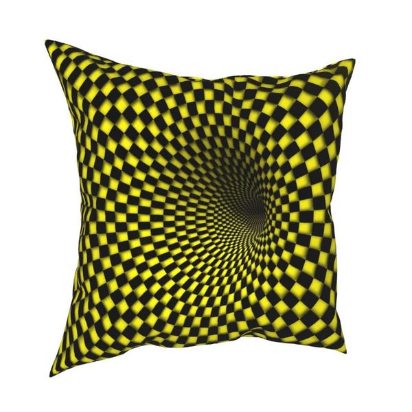 

pillow case optical illusion of an yellow 3d checkered endless pipillowcase polyester creative decor for bed cushion wholesale