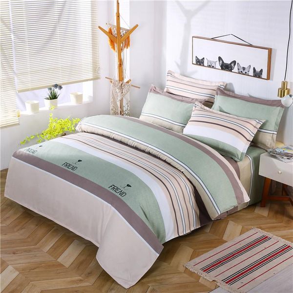 

bedding sets simple set double-sided retro stripe home textile thicken duvet cover quilt pillow case bed sheet for bedroom oceania