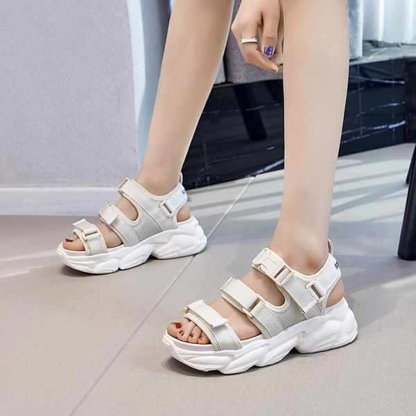 

sandals platform women's summer footwear wedges shoes for women 2021 female woman heel sandal fashion solid, Black