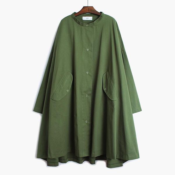 

women's trench coats 2021 autumn fashion fall oversize long sleeves solid color casual loose large size mid-length jacket p651, Tan;black