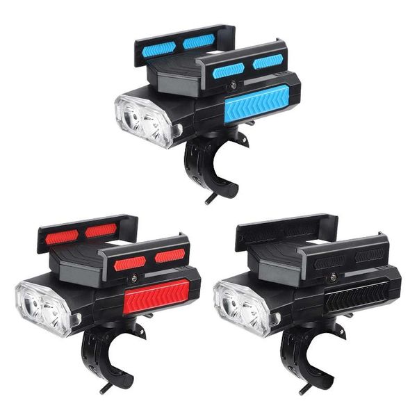 

bike light 5 in 1 usb rechargeable bicycle lamp with phone holder power bank accessories lights