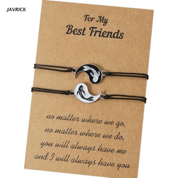 

link, chain couple bracelets yin and yang adjustable cord black white for boy