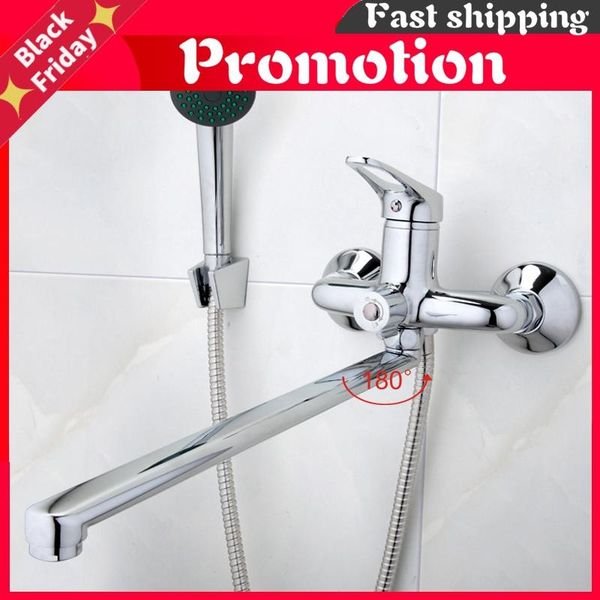 

bathroom mixer 40cm stainless steel long nose outlet brass shower faucet f2213 sets