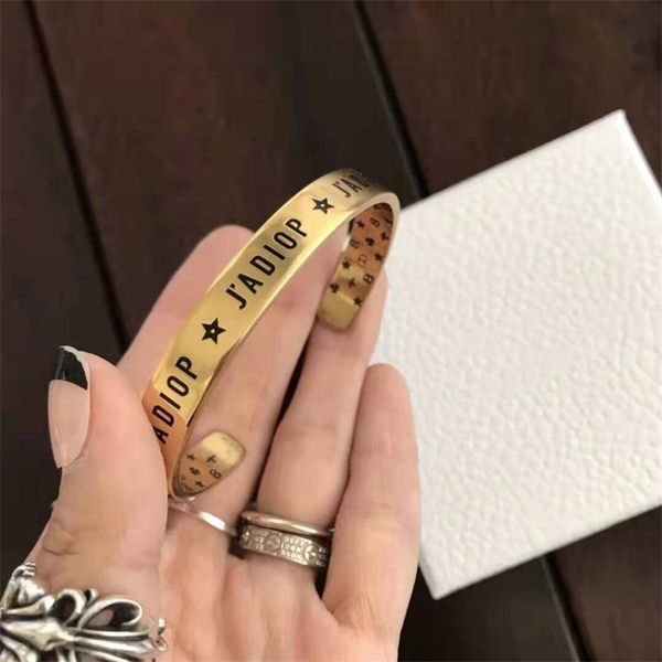 

family brass letter open bracelet fashion versatile couple popular net, Black