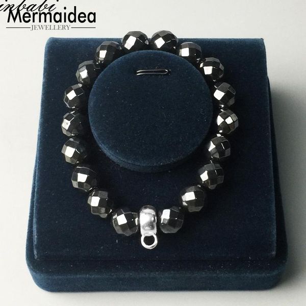 

charm bracelets 10mm haematite bead bracelet silver plated carrier for women trendy gift club, Golden;silver