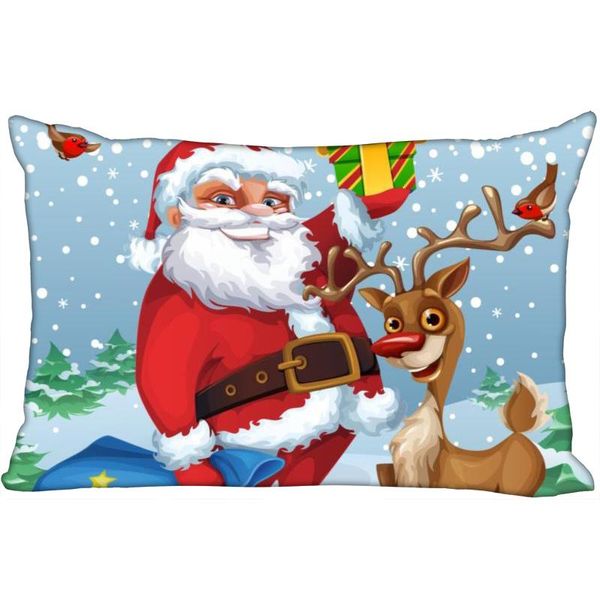 

pillow case shunqian merry christmas rectangle pillowcase santa claus decorative customize gift for cover (two-sides)