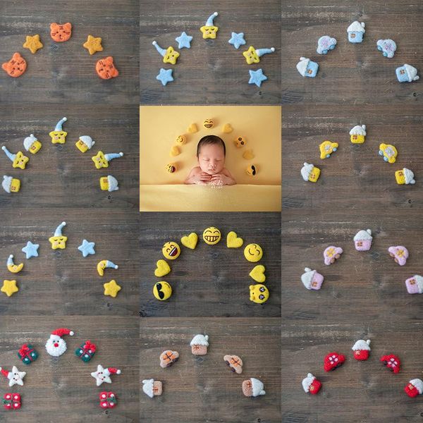

caps & hats born pography needle felted wool stars moon props accessories for po baby shoot christmas decoration, Yellow