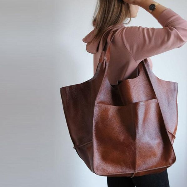 

casual shoulder handbags 2021 simple soft leather large capacity portable tote bag cross body