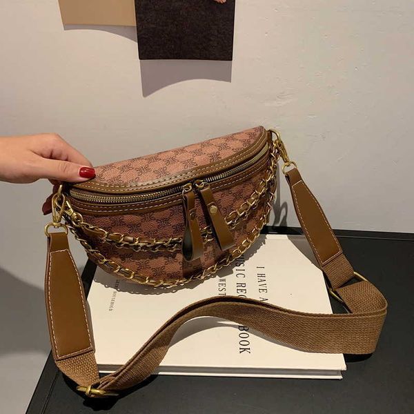 

printed bag female 2021 korean version fashion women's waist leisure personality chain diagonal cross chest