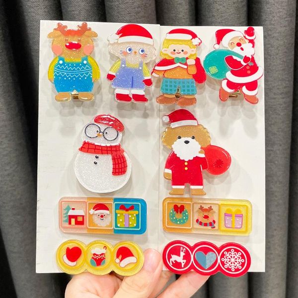 

hair accessories 2pcs christmas tree children kid girl cute cartoon snowman elk clip pin hairpins hairgrip barrettes, Slivery;white