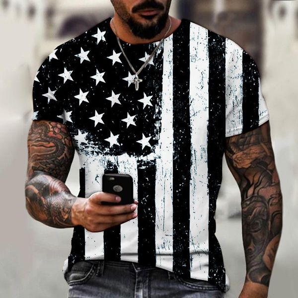 

men's t-shirts summer printed t-shirt american flag men's, casual fashion, round neck, loose, oversized, muscle street clothes, by, White;black