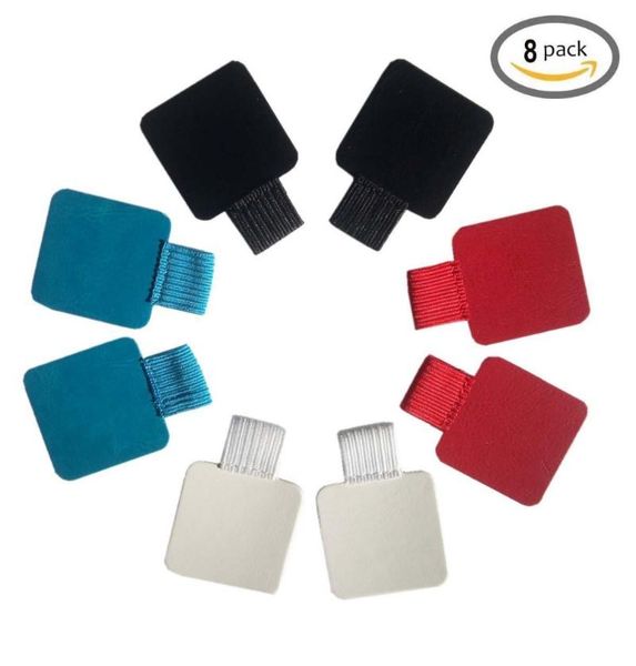 

refills xrhyy 8 pcs self-adhesive pleather pen & pencil holder with elastic loop for journals planners and calendars ( multil color ), Black;red