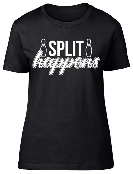 

split happens fitted womens ladies t shirt, White;black