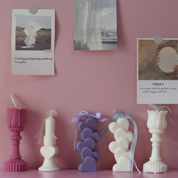 

craft tools scattered love heart shape candle mould soy wax silicone mold for plaster hand-made aroma soap
