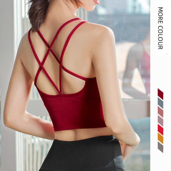 

2021 shockproof gathered sports bra women's back underwear quick drying sling vest breathable fitness yoga suit, Black;white