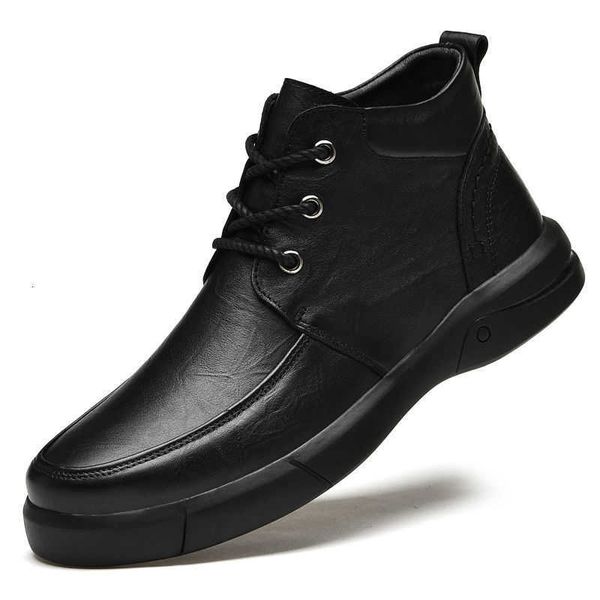 

tang zuo 00590 high leather boots, 38-45, black single cotton