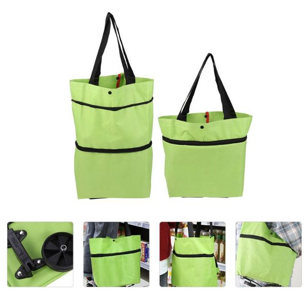 

storage bags 2pcs shopping cart folding pulley portable tug