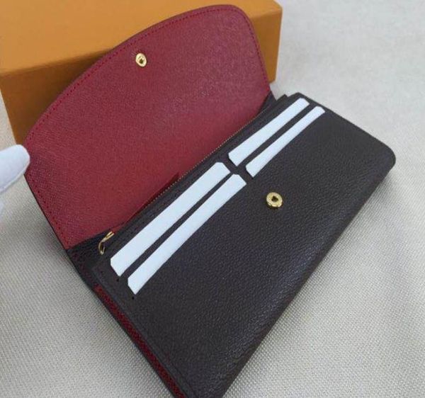 

wholesale 9 colors fashion single zipper pocke men women leather wallet lady ladies long purse with orange box card 60136 lb81, Red;black