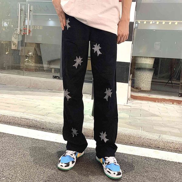

hearts/chrome shorts crosin a chock guochao vibe style drill cross high street straight overalls inschao brand casual pants, White;black
