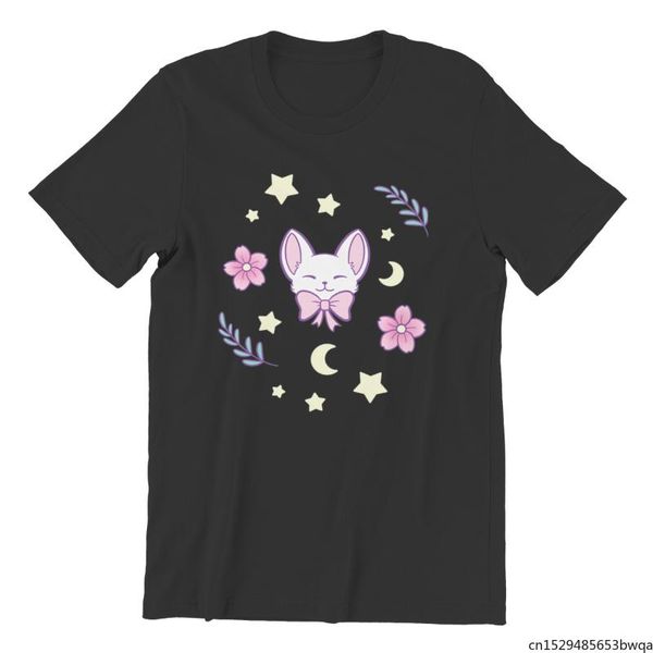 

men's t-shirts sakura cat vintage short sleeve tees t-shirt, White;black