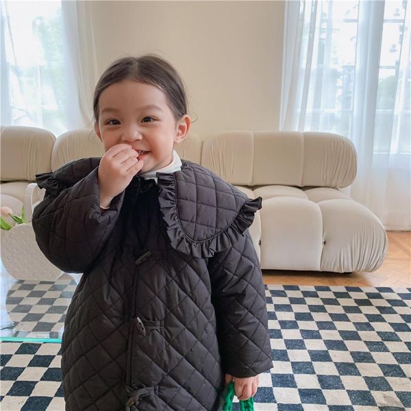 

down coat children's clothing 2021 winter girls' plush warm cotton outerwear padded 4-25, Blue;gray