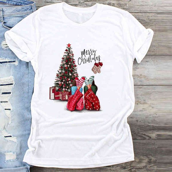 

women's t-shirt fashion women warm es year merry tee christmas tumblr graphic t female tees camisa print t-shirts m1xd, White