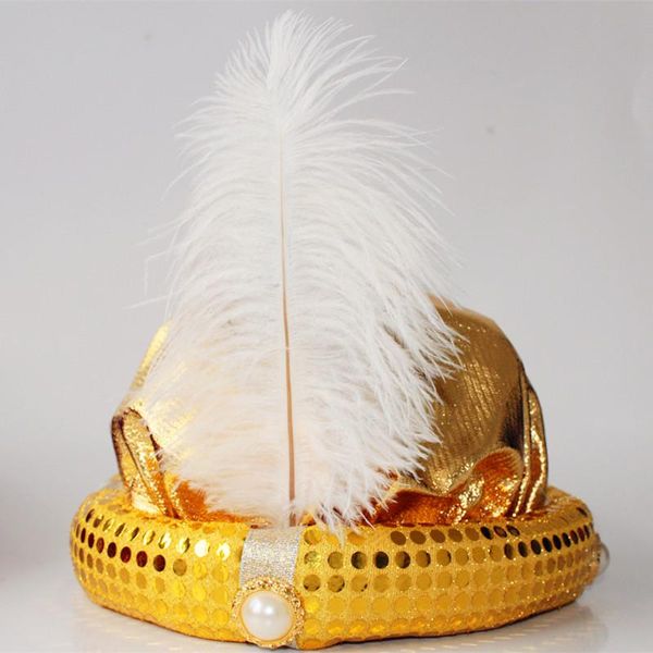 

party hats gold fortune teller arabian hat feather costume set birthday decor halloween cosplay dress up child toy