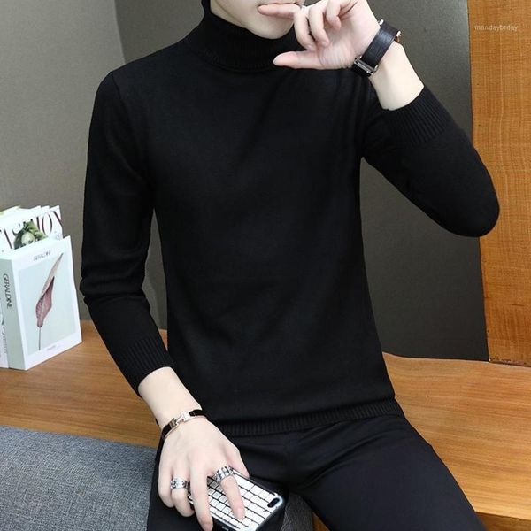 

winter men's turtleneck sweaters black brand knitted pullovers men solid color casual male sweater autumn knitwear1 g3ng, White;black