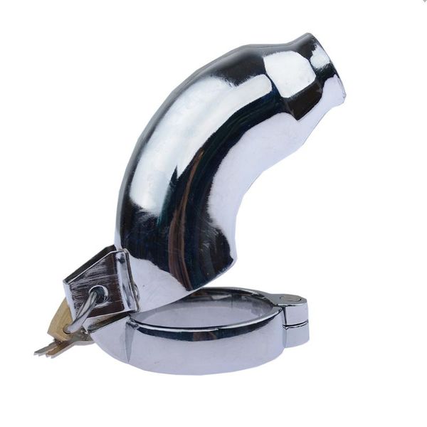 

cockrings goods metal silver chastity device lock round mouth open men's cock ring toys