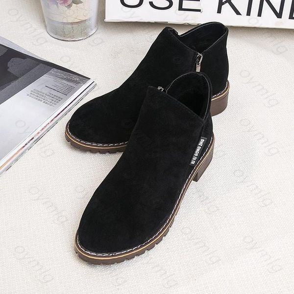 

women boots autumn winter classic zipper snow ankle suede warm fur plush shoes 35-42, Black