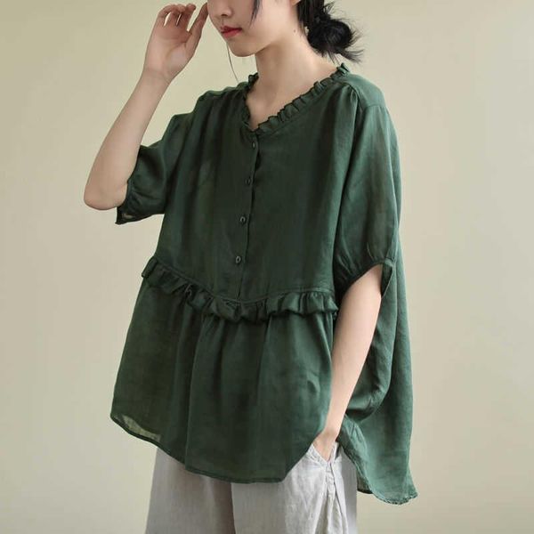 

women's blouses & shirts literature and art lace cotton linen shirt slim baby summer loose large lantern sleeve top, White