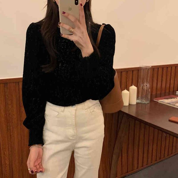 

blouses autumn chic fashion gentle shirts o-neck elegant versatile casual long sleeve blouses, White